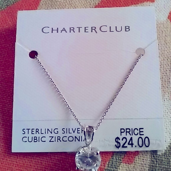 Macys Simple elegance of sterling silver & cubic zirconia pendant with necklace - Picture 2 of 4